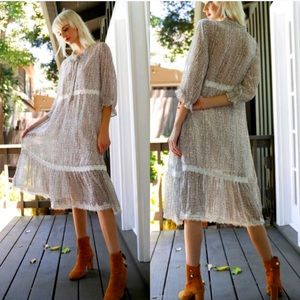 POL Boho Lace Trim Chiffon Summer Dress